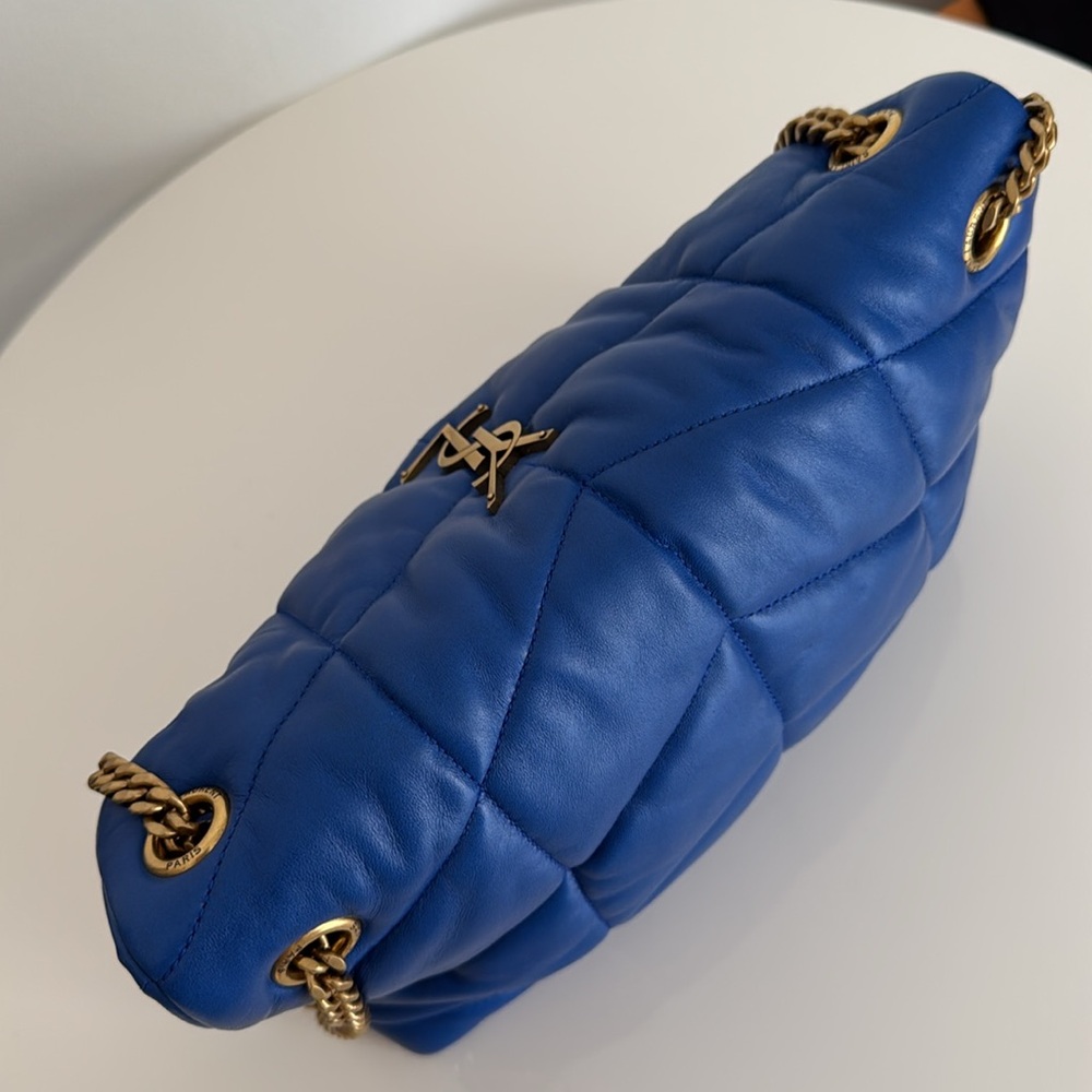 ❌SOLD❌Saint Laurent Blue Quilted LouLou Puffer Leather Shoulder Bag - Picture 5 of 17